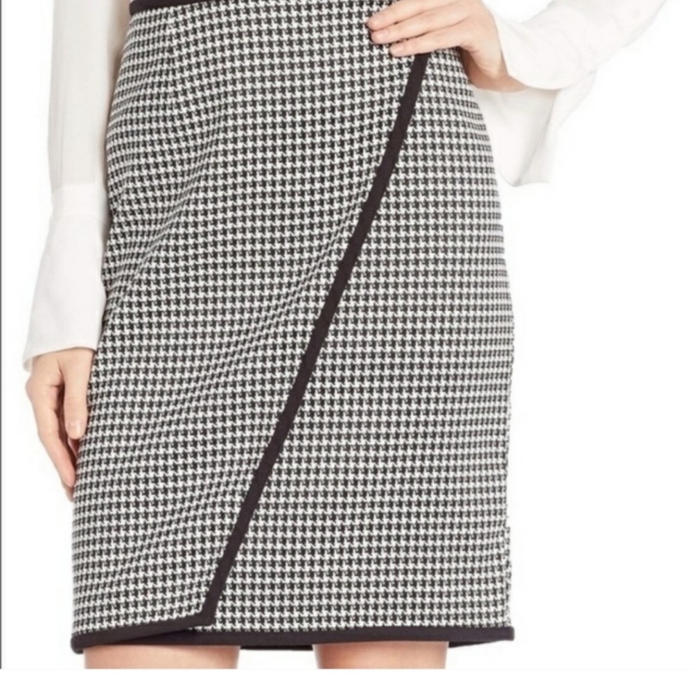 Calvin Klein Houndstooth Faux Wrap Pencil Skirt Size 10